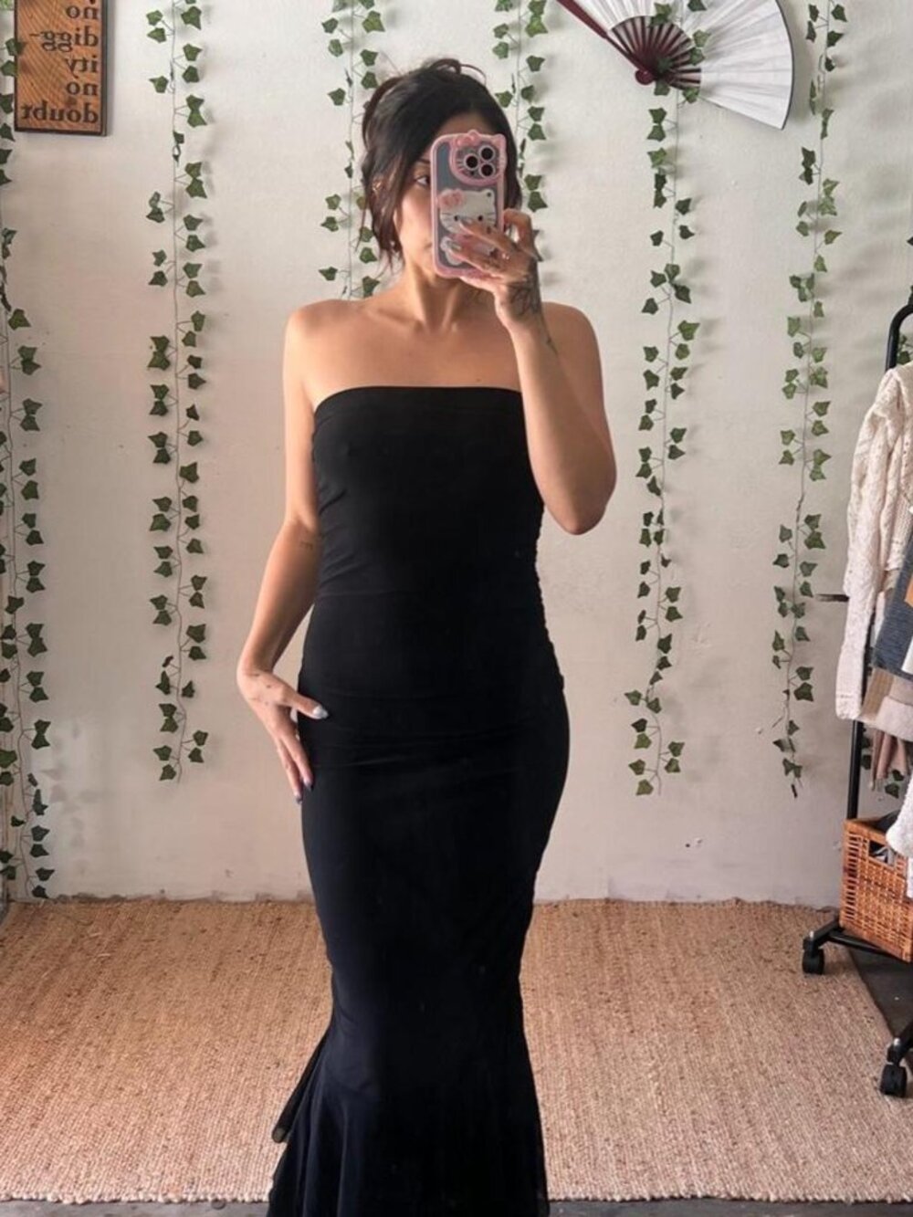Whimsygoth Y2K black asymmetrical maxi dress with a mermaid style size small